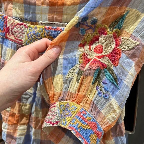 Johnny Was Workshop Petunia Square Neck Park Blouse Boho Chic W18823 - Picture 7 of 11